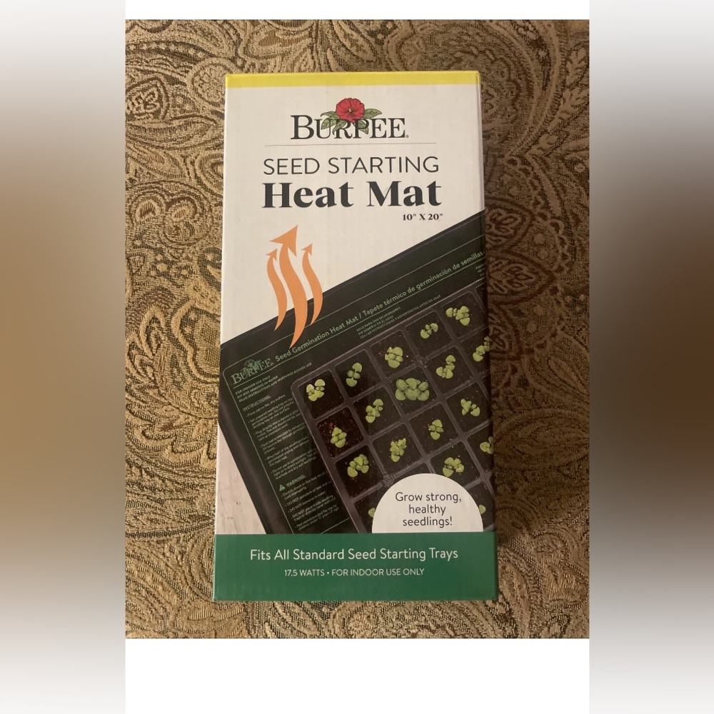 Burpee Seed Starting Heat Mat 20" x 10" Fits All Standard Trays Plant 17.5 Watts